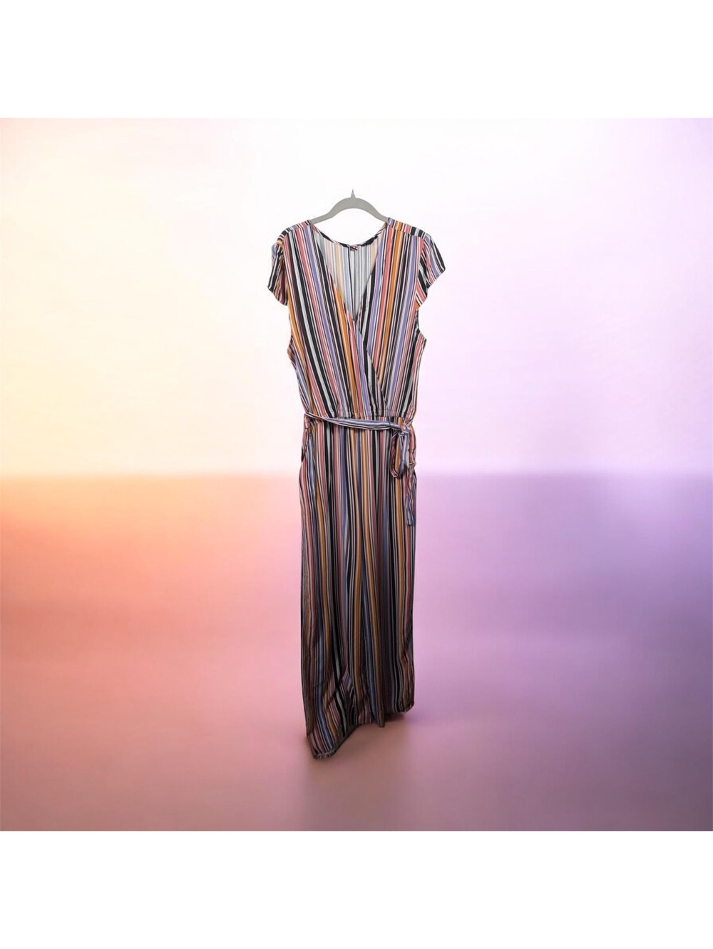 Bebop XL Striped Surplice Wide Leg Jumpsuit
